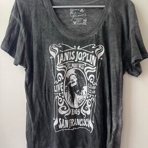 Black grey Janis Joplin oversized Graphic T-Shirt